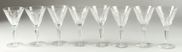 A SET OF EIGHT WATERFORD SHIELA CLARET GLASSES. 16cm high.