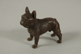 A BRONZE BULLDOG. 6cms long.