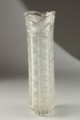 A TALL CUT GLASS FLOWER VASE. 36cm high.
