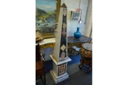 A GOOD PAIR OF SPECIMEN MARBLE OBELISKS 6ft high (182cm)