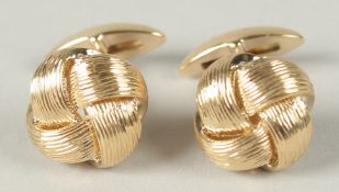 A 9CT GOLD KNOT EARRINGS, hallmarked.