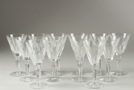 A SET OF TWELVE WATERFORD SHIELA WINE GLASSES. 15.5cm high. Signed.