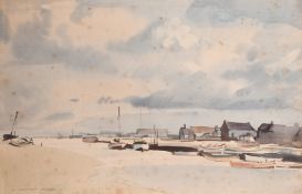 Rowland Hilder (1905-1993). Calm moorings in an estuary, watercolour, Signed, 11