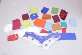 A BOX OF SILK SCARVES.