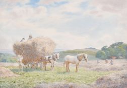 Joseph Kirkpatrick (1872-1930) A haymaking scene, watercolour, Signed, 9.5