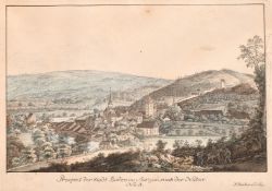 A collection of seven framed 19th Century hand coloured Swiss aquatints and engravings, (7).