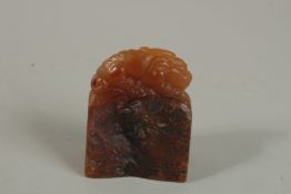 A CHINESE SOAPSTONE SEAL.