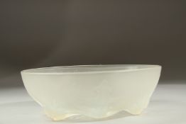 A VERLYS OPALESCENT GLASS BOWL. Etched. 22cms diameter.