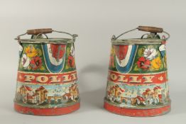 A PAIR OF BARGEWARE/CANALWARE BUCKBY CANS. Circa.1960.