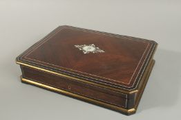 A SUPERB PAUL SOAMAVI & FILS, PARIS, GAMES BOX AND CHIPS. 26cm x 33cm.