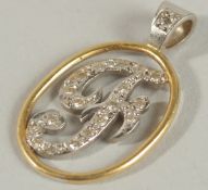 AN 18CT DIAMOND INITIAL 'F' PENDANT.
