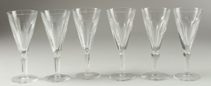 A SET OF SIX WATERFORD SHIELA CLARET GLASSES. 16cm high.