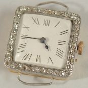 A LADIES 1920'S GOLD DIAMOND WATCH.