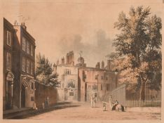Bennett after Westall, ' Charterhouse from the playground', (cricketing scene), hand coloured