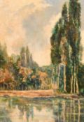 Dutch School, Circa 1908. A wooded lake scene around Hulsburg, oil on canvas. Indistinctly signed