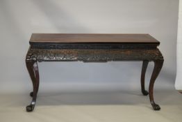 A VERY GOOD CHINESE ALTER TABLE OR SIDE TABLE, 19TH CENTURY, POSSIBLY ZITAN OF HUANGHALI, with a