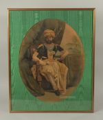 SIDNEY HALL: A LATE 19TH CENTURY LITHOGRAPH OF HIS HIGHNESS THAKORE SAHAB OF MOZUI, framed and