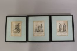 THREE 18TH CENTURY ENGRAVING DEPICTING OTTOMAN FIGURES, Antoine Laurent (French 1772-1838), framed