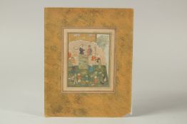 A FINE 16TH-17TH CENTURY PERSIAN SAFAVID MINIATURE PAINTING, depicting various figures in a