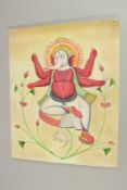 A KALIGHAT BENGAL SCHOOL PAINTING OF GANESHA, CIRCA 1920-40, 47cm x 38cm.