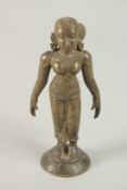 A BRONZE INDIAN TAMIL NADU FIGURE, 17cm high.