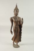 A FINE THAI STANDING BRONZE BUDDHA, 66cm high.