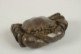 A BRONZE OKIMONO OF A CRAB.