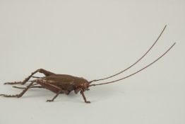 A BRONZE OKIMONO OF A LONGHORN BEETLE.