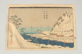 AFTER HIROSHIGE UTAGAWA (1797-1858): URAGA HARBOUR; original late 19th century Japanese woodblock