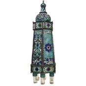 A LARGE 19TH CENTURY DAMASCUS ENAMELLED COPPER MOSQUE LAMP.