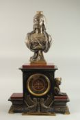A FINE LATE 19TH CENTURY EGYPTIAN REVIVAL MANTLE CLOCK, attributed to Georges Emile Henri Servant,