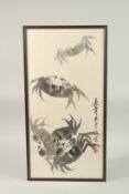 20TH CENTURY CHINESE SCHOOL, CRABS, brushed ink, signed and with one red seal, 26