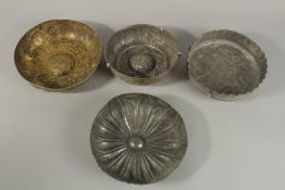 A COLLECTION OF FOUR 18TH-19TH CENTURY OTTOMAN TURKISH HAMMAM BOWLS, largest 23cm wide, (4).
