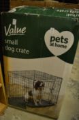 A boxed dog crate.