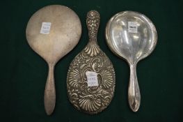 Three silver backed dressing table mirrors (19).