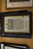 A group of four framed and glazed discharge papers.