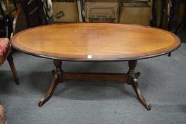 A mahogany coffee table.