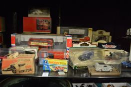 Boxed model cars, buses etc.