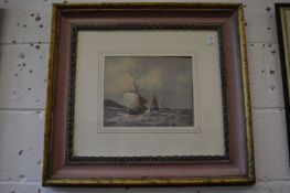 Sailing ships in a choppy sea, oil on board, a pair.