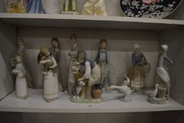 Ten Lladro figures.