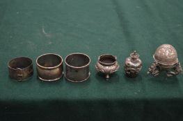 Silver napkin rings etc.