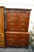 George III mahogany tallboy, the upper section with pair of doors modelled as drawers above