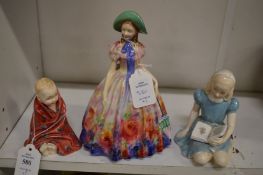 Three Doulton figures.
