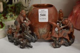 Chinese carved soap stone vase.