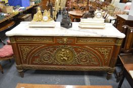 A highly impressive large mahogany, ormolu and marble top commode.