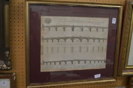 Early engraving depicting bridges over the River Thames.