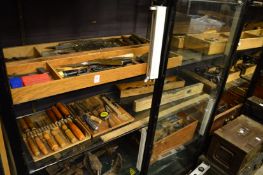 A good collection of wood working and other tools to include numerous chisels, gouges, planes etc.
