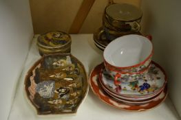 A small collection of Satsuma and other Oriental china.