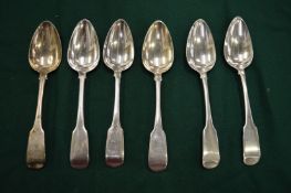 A set of six Dublin silver rat tail tablespoons.