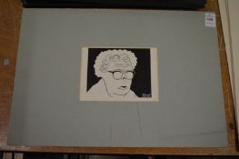 Nicholas Bentley, an ink caricature of Baroness Wootton, unframed.